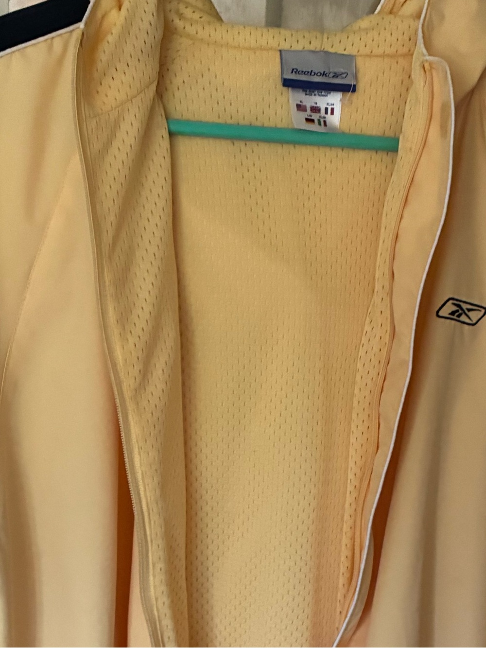Reebok Women's Pale Yellow Varsity hooded jacket